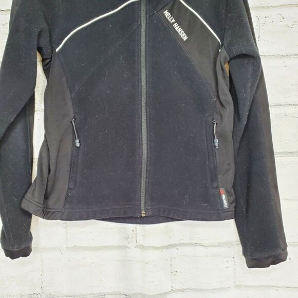 Helly Hansen Black White Fleece Full Zip Jacket Womems Medium Embroidered Floral - Picture 5 of 8